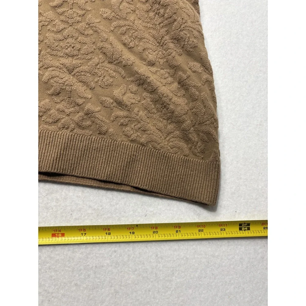 Abercrombie & Fitch Polo Shirt Mens XL Brown Jacquard Floral Knit Short Sleeve